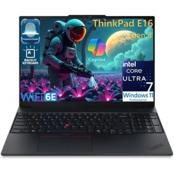 LENOVO THINKPAD E16 G3 , INTEL UTRA 5 226V ,16GB RAM , 512 SSD ,16.0 FHD, WUXGA, SPILL RESISTANT BACKLIT KEYBOARD  FINGERPRINT, LAN ( RJ 45), WLAN, BT ,  LENOVO CARRY CASE,WIN 11 PRO, 1 YEAR CHANNEL WARRANTY, PN : 22aY0000ue