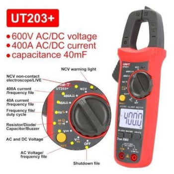Ut203+ Digital Clamp Meter Multifunction Electrician Current Measurement With True Rms