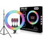 RGB 22-Inch LED Ring Light with Phone Holder and Stand – Flash Rainbow Color Selfie Light