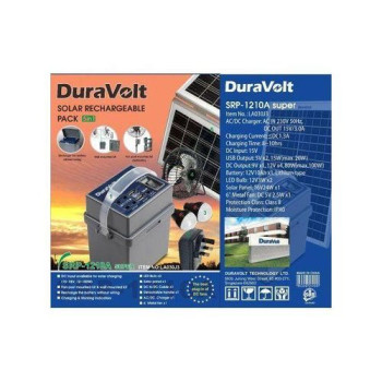 Duravolt 5 in 1 Rechargeable solar kit- 12v/8ah lithium battery type SRP-1210A