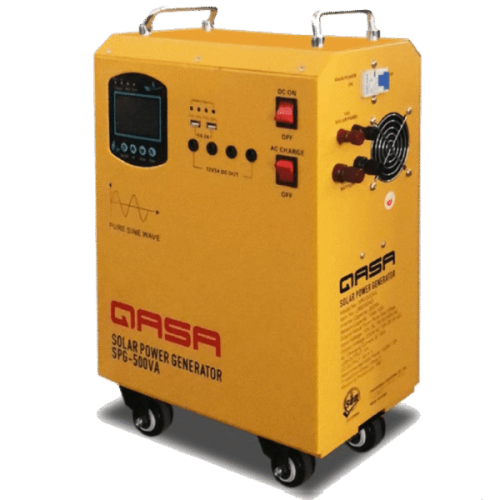 Qasa Solar Power Generator SPG-500VA with high efficiency, portable design, multiple charging options, and reliable backup power