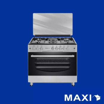 MAXI 60*90 4 Burner and 2 Electric Gas Cooker | MAXI 6090 (4+2) Black Gray