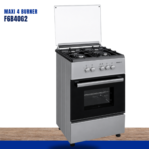 Maxi Gas Cooker 60 x 60 4 Burner Basic Black Grey F6B40G2 Available Online at Tradezone.ng