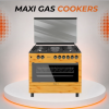 Maxi Style 60×90CM 4 Burners + 2 Electric Wood Finish Gas Cooker Available Online at Tradezone.ng