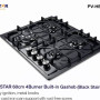 Polystar 60cm 4 Burner Stainless Steel Built-In Gas Hob | PV-HBS4501B