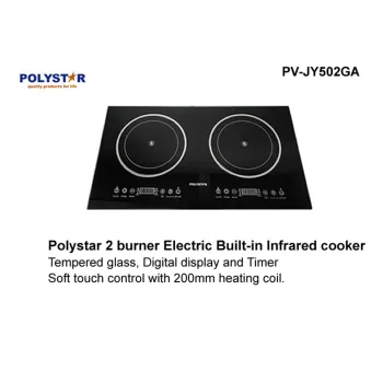 Polystar Infrared Built-In Electric Cooker with 2 Burners | PV-JY502GA