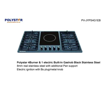 Polystar 4 Burner + 1 Hot Plate Built-In Cooker Stainless | PV-JYPS4G1EB