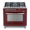 Scanfrost 90 x 60 CM Gas cooker | 5 Gas Burner + Central wok burner | Gas Oven with Grill, Burgundy Red | PRG96G2G