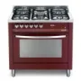 Scanfrost 90 x 60 CM Gas cooker | 5 Gas Burner + Central wok burner | Gas Oven with Grill, Burgundy Red | PRG96G2G