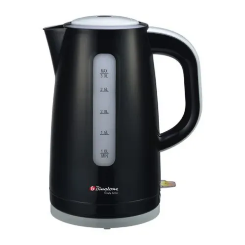 Binatone 3 Litres Electric Jug (CEJ-3000) - Black with 3000W heating power, durable stainless steel body, and auto shut-off safety feature.