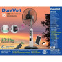 Duravolt DRF-3918 18" 4-in-1 Rechargeable Standing Fan – With Solar Panel, LED Bulbs & Audio