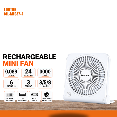 Lontor CTL-MF037-4 4 Inches Rechargeable Mini Fan Available Online in Nigeria at Tradezone.ng