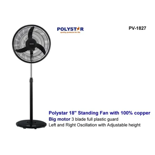 Polystar 18 Inch Standing Fan with Copper Coil PV-1827