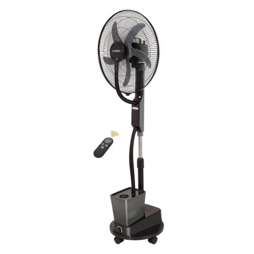 Qasa 18” Rechargeable Mist Fan (QRF-7318 Forest) with strong airflow, adjustable speed, water mist, remote control, and power backup