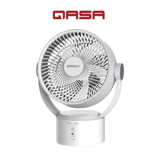 Qasa 9 Rechargeable Fan Table and Wall Fan QRF-2829 with long battery life, dual-speed control, LED light, and durable design