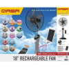Qasa Rechargeable Fan Qrf-7918 Curvy 18" Inches + solar panel and bulb