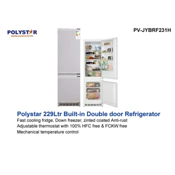Polystar 229 Liters Built-In Bottom Mount & Standalone Compatible Refrigerator | PV-JYBRF231H