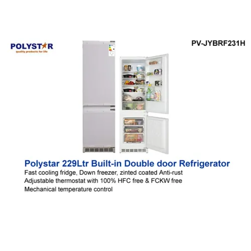 Polystar 229 Liters Built-In Bottom Mount Refrigerator PV-JYBRF231H