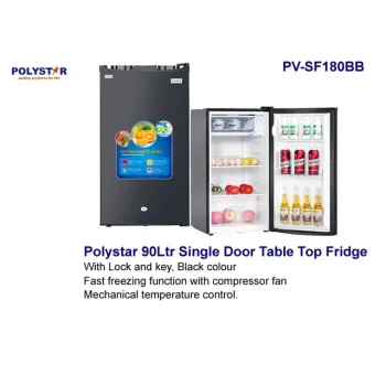 Polystar 90L Single Door Table Top Refrigerator | PV-SF180BB