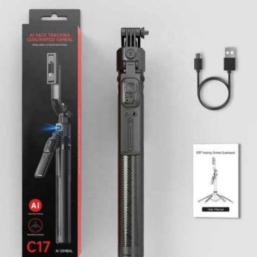 Monopod C17 AI auto tracking selfie stick tripod stand for smartphone video recording, vlogging and content creation