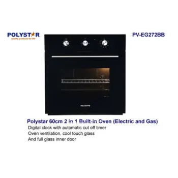 Polystar 65 Liters Electric & Gas Built-In Oven | PV-EG272BB