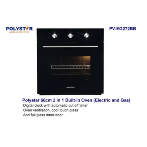 Polystar 65 Liters Electric & Gas Built-In Oven PV-EG272BB