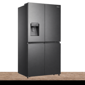Hisense 522L 4-Door Side by Side Refrigerator with Water Dispenser and Ice Maker Black | REF 68WCB