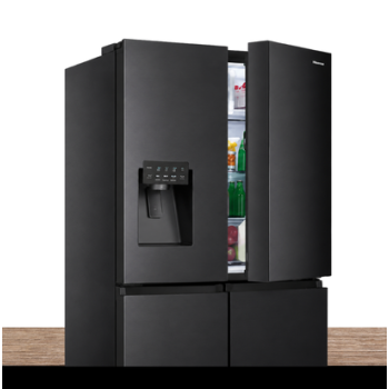 Hisense 522L 4-Door Side by Side Refrigerator with Water Dispenser and Ice Maker Black | REF 68WCB