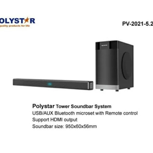 Polystar PV-2021-5.25WL 5.25 Inch Wireless Tower Sound Bar
