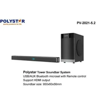 Polystar 5.25 Inch Wireless Tower Sound Bar System | PV-2021-5.25WL