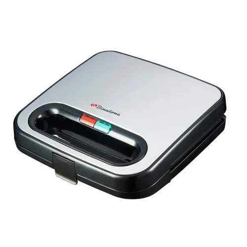 Binatone 2 Slice Sandwich Maker - ST-801 with non-stick plates, power & ready lights, cool-touch handle, compact design.