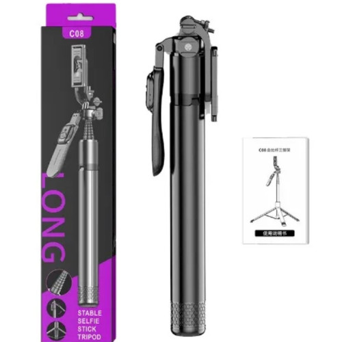 Long C08 stable selfie stick tripod stand for smartphone photography, selfies, group photos, vlogging and video recording