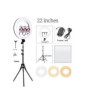 LED 22 Inches RingLight + 3 Holders and Remote