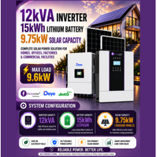 12kVA Inverter / 15kWh Lithium Battery / 9.75kW Solar Capacity 12kVA Inverter / 15kWh Lithium Battery / 9.75kW Solar Capacity