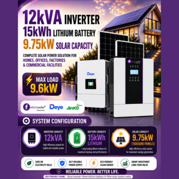 12kVA Inverter / 15kWh Lithium Battery / 9.75kW Solar Capacity