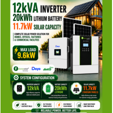 12kVA Inverter / 20kWh Lithium Battery / 11.7kW Solar Capacity 12kVA Inverter / 20kWh Lithium Battery / 11.7kW Solar Capacity