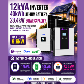12kVA Inverter / 40kWh Lithium Battery / 23.4kW Solar Capacity