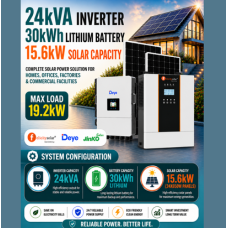 24kVA Inverter / 30kWh Lithium Battery / 15.6kW Solar Capacity 24kVA Inverter / 30kWh Lithium Battery / 15.6kW Solar Capacity