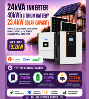 24kVA Inverter / 40kWh Lithium Battery / 23.4kW Solar Capacity