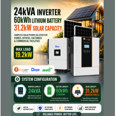 24kVA Inverter / 60kWh Lithium Battery / 31.2kW Solar Capacity 24kVA Inverter / 60kWh Lithium Battery / 31.2kW Solar Capacity