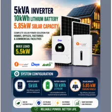 5kVA Inverter / 10kWh Lithium Battery / 5.85kW Solar Capacity 5kVA Inverter / 10kWh Lithium Battery / 5.85kW Solar Capacity