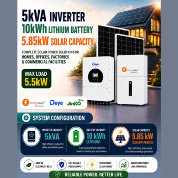 5kVA Inverter / 10kWh Lithium Battery / 5.85kW Solar Capacity