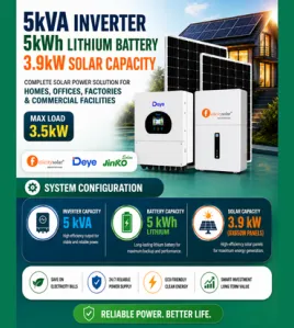 5kva inverter/5kwh lithium battery/3.9kw solar capacity
