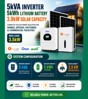 5kva inverter/5kwh lithium battery/3.9kw solar capacity