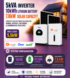 5kVA Inverter / 10kWh Lithium Battery / 7.8kW Solar Capacity