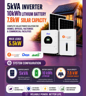 5kVA Inverter / 10kWh Lithium Battery / 7.8kW Solar Capacity