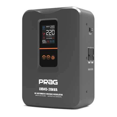 PRAG 25KVA Relay Voltage Stabilizer (45-280V) LVD45-25K ensures stable power output, wide voltage range, and advanced protection features.