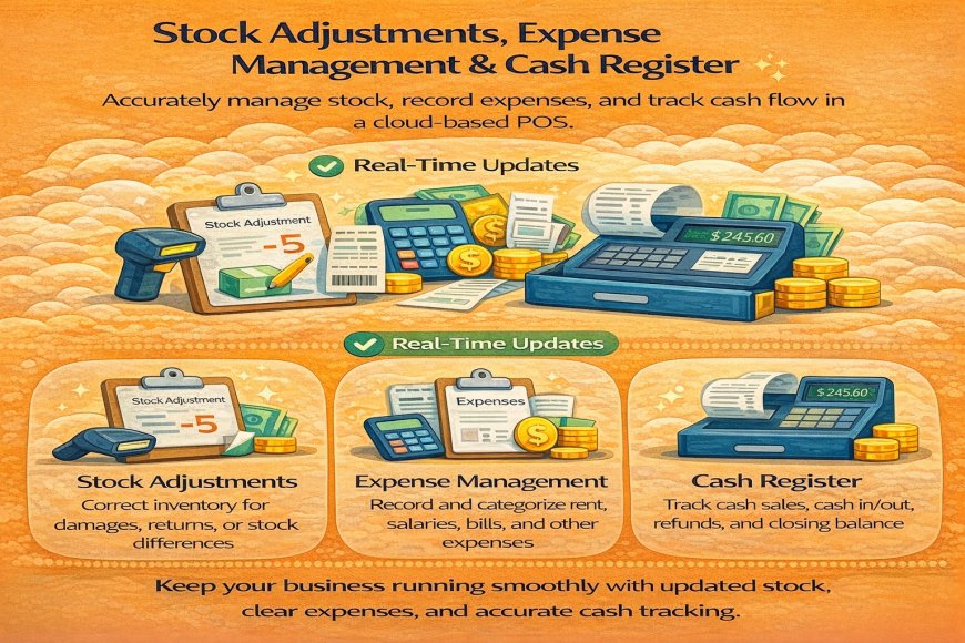 Stock Adjustments, Expense Management & Cash Register